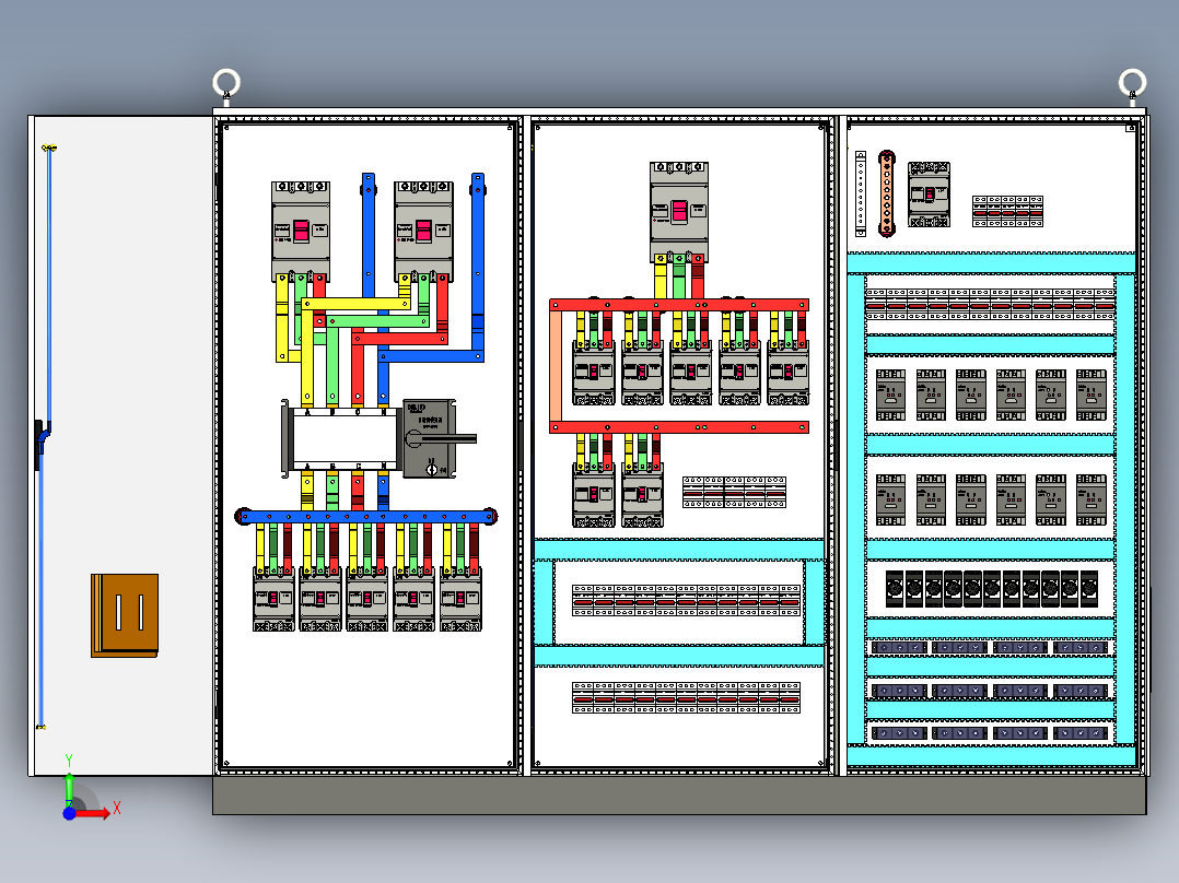 三柜组装12路接触器控制柜前视图