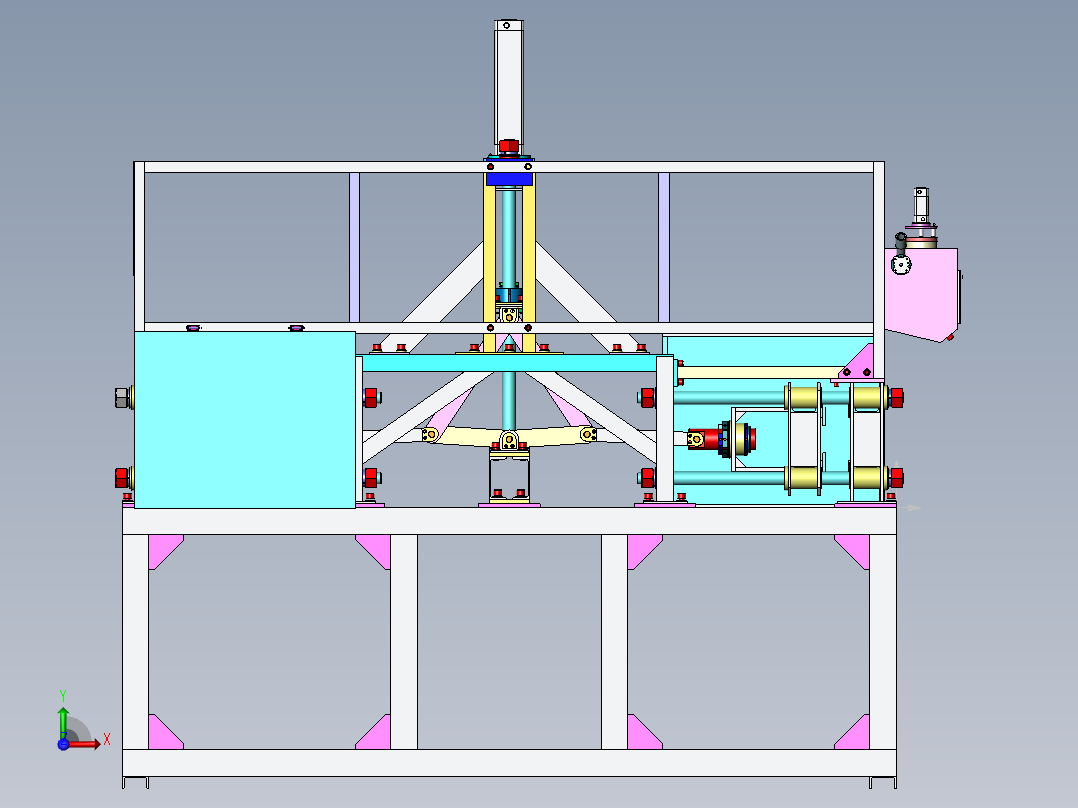 5573发泡成型机结构3D图纸 Solidworks设计前视图