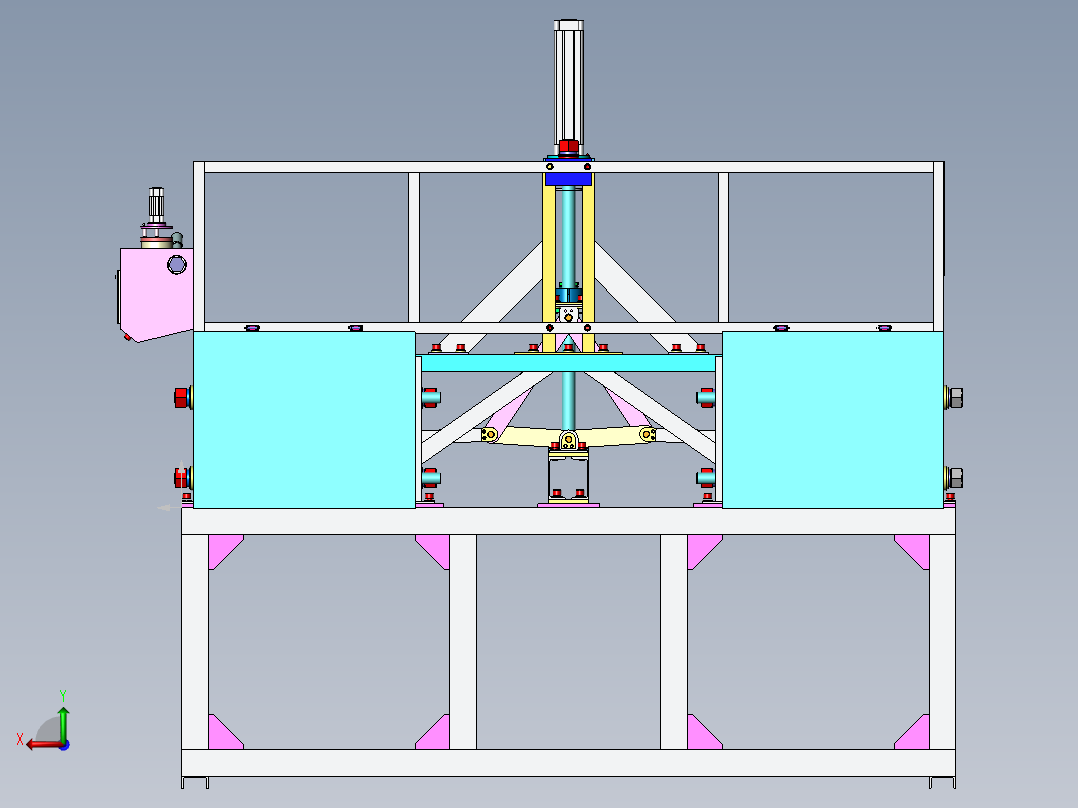 5573发泡成型机结构3D图纸 Solidworks设计后视图