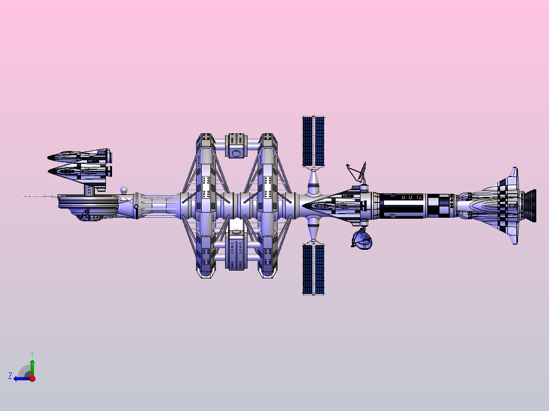 “旅行者德尔塔7号”空间站右视图