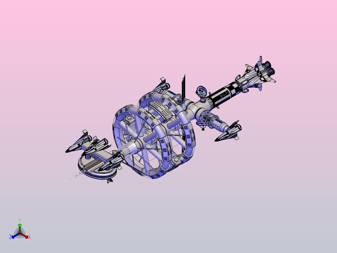 “旅行者德尔塔7号”空间站正等轴测图