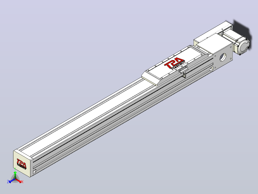 伺服电机集成皮带传动直线执行器TPA-OCB-120-224-L750-MR-P75-N3主视图