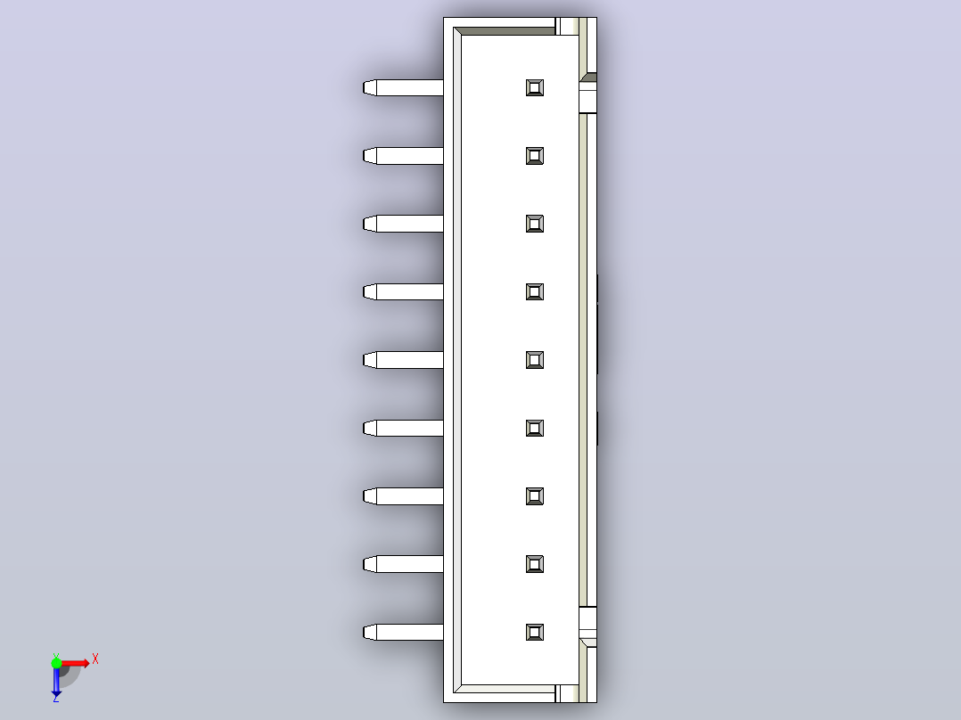白色JST XH 9针连接器P 2 54mm有角度俯视图