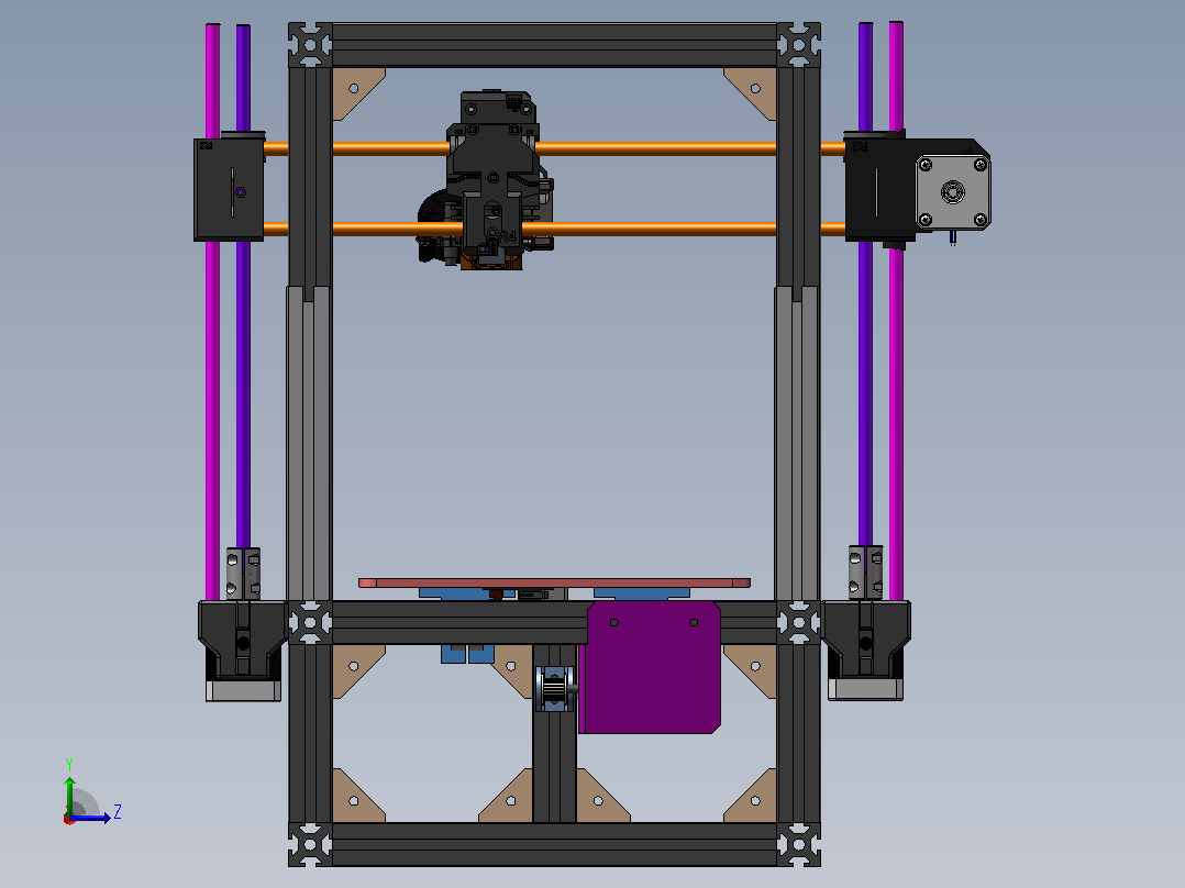 小型3D打印机模型左视图