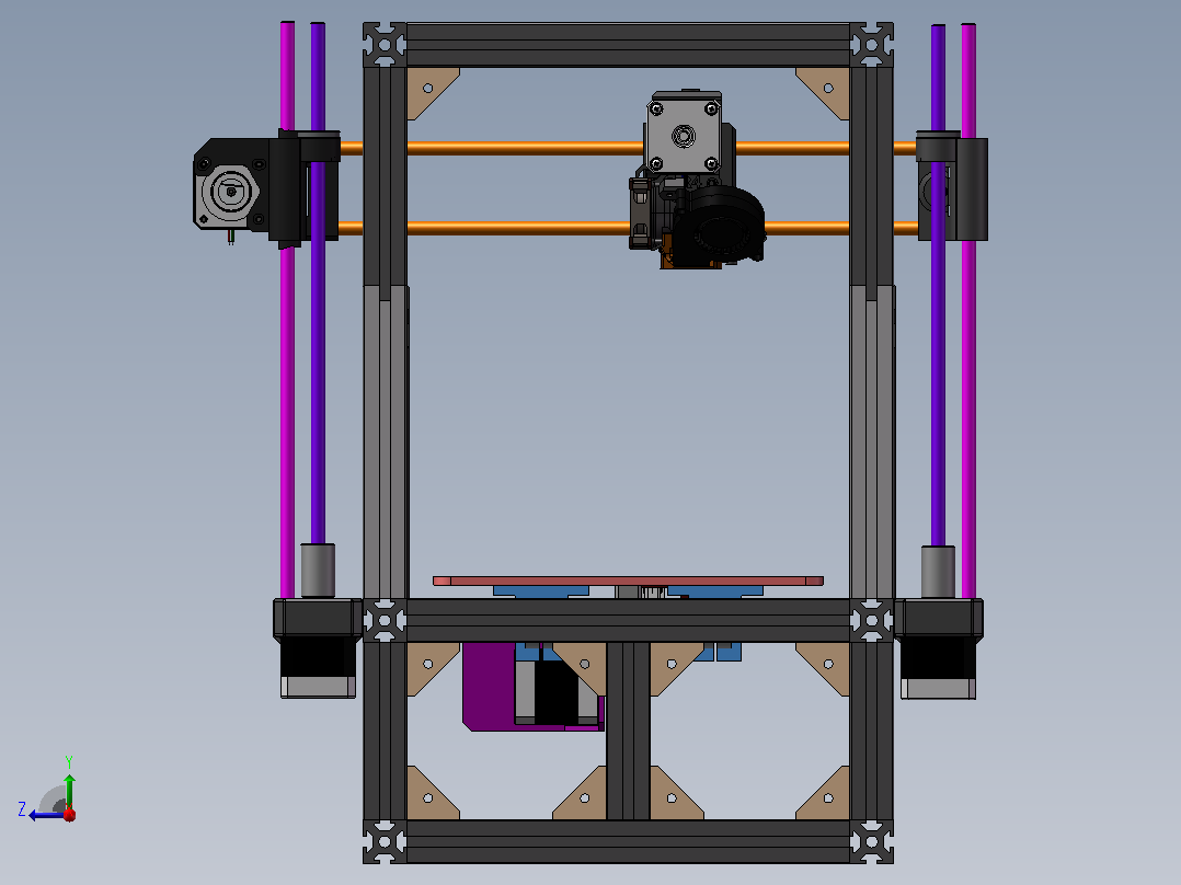 小型3D打印机模型右视图