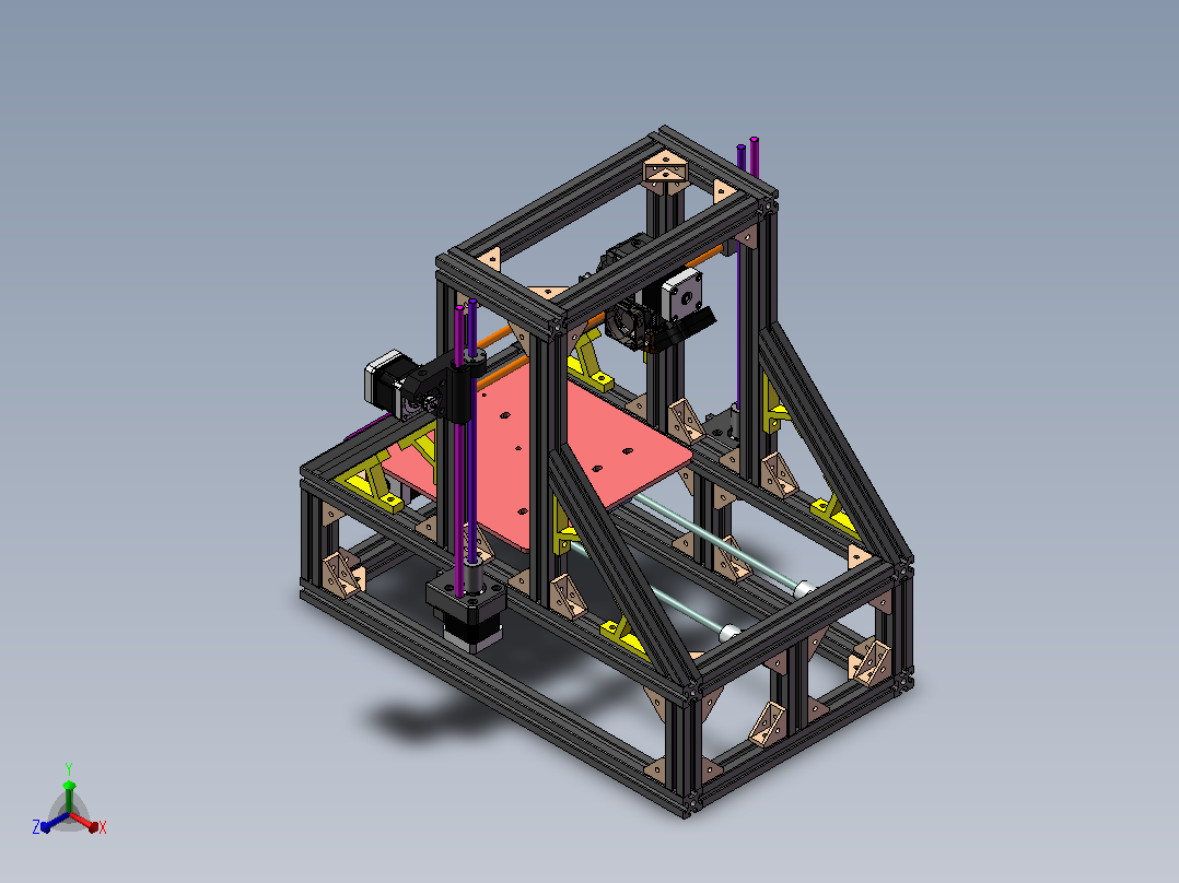 小型3D打印机模型正等轴测图