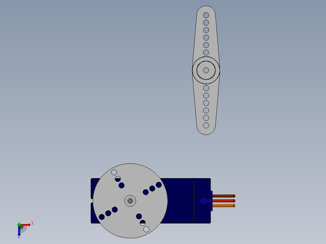 微型伺服电机结构3D图纸 Solidworks设计俯视图