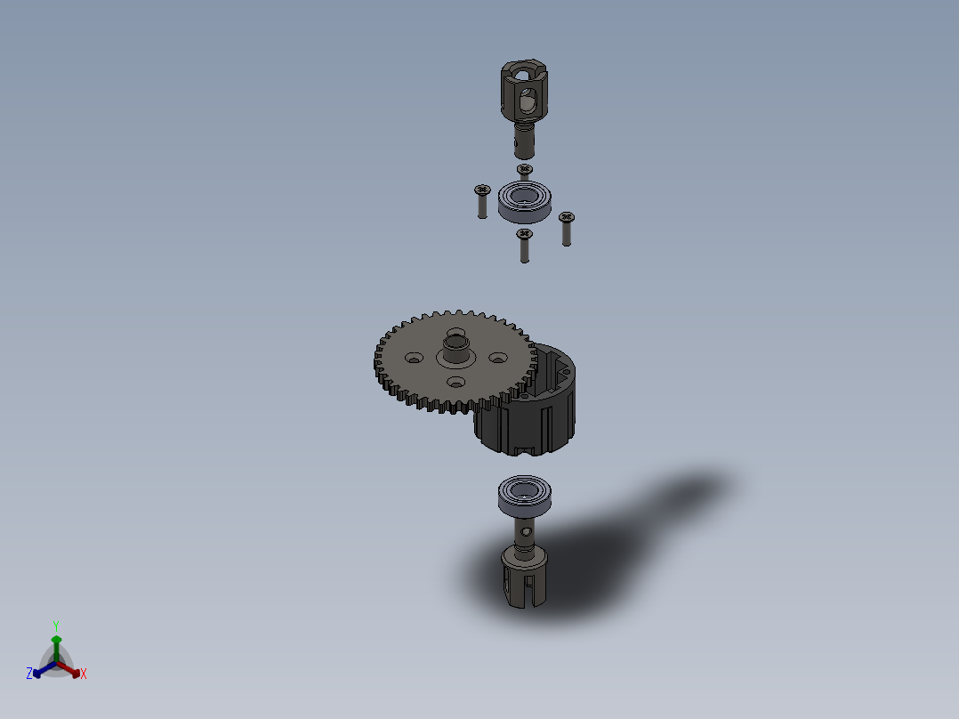solidworks 中央差速器结构图正等轴测图