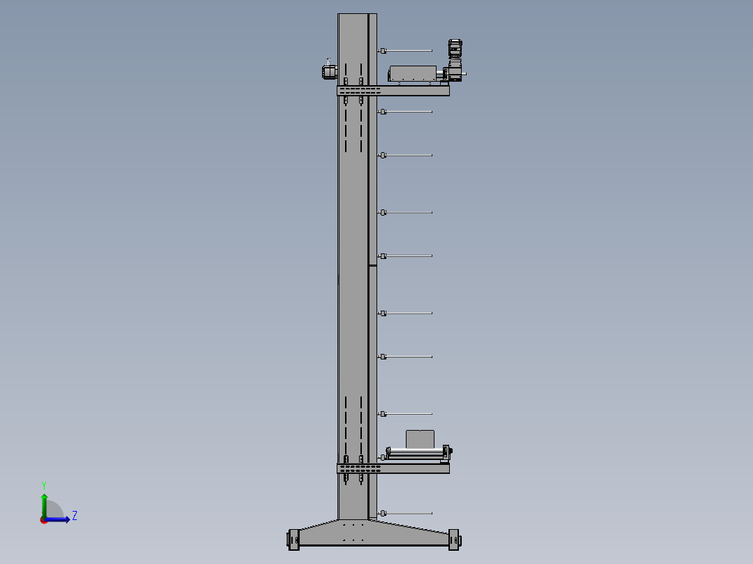 垂直升降机3d图纸3D图纸自动化设备三维STP模型 立式提升机3d模型左视图