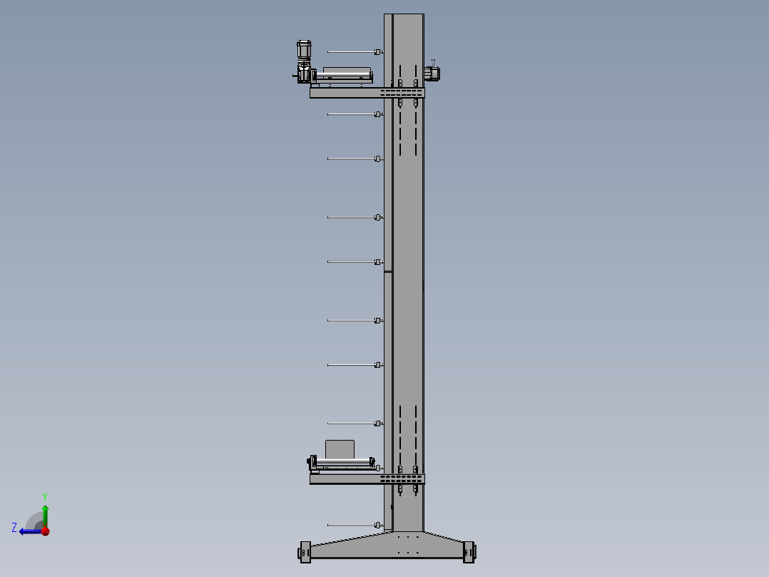 垂直升降机3d图纸3D图纸自动化设备三维STP模型 立式提升机3d模型右视图