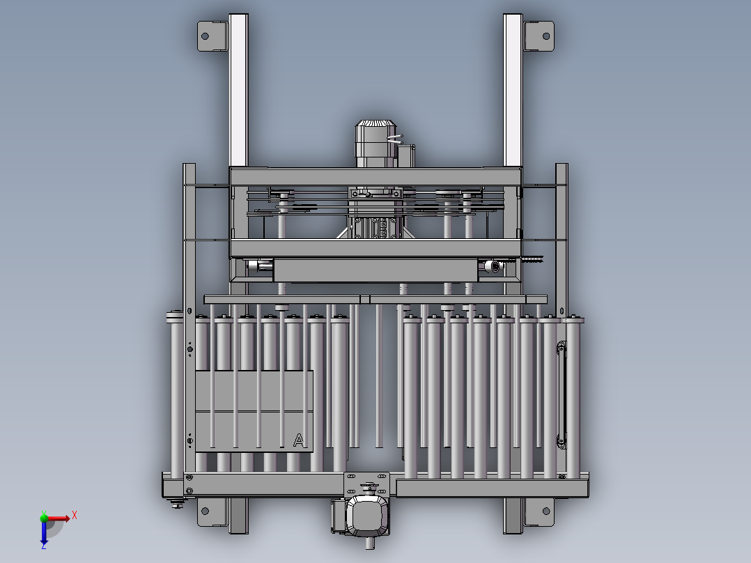 垂直升降机3d图纸3D图纸自动化设备三维STP模型 立式提升机3d模型俯视图