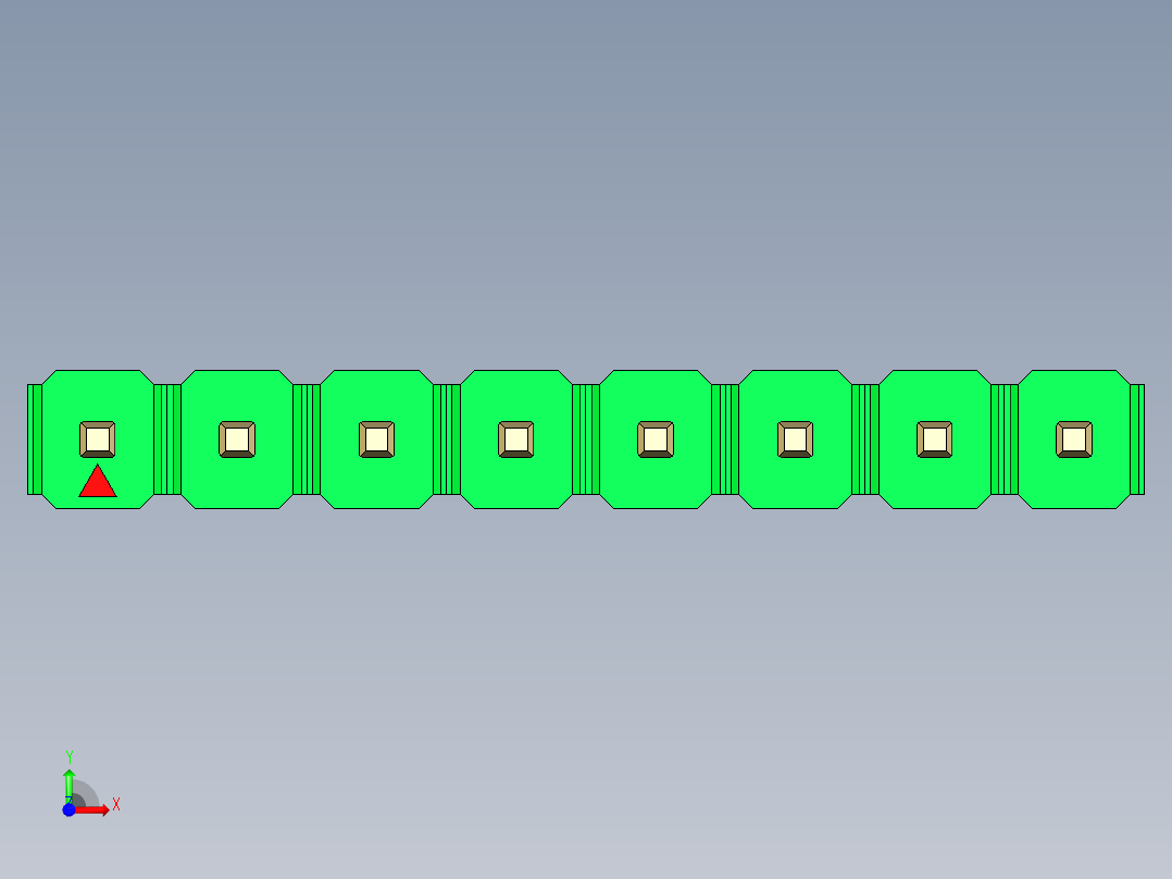 彩色公头100mil（2.54mm）系列-DS1021_green_1x08p_100mil_Type19_rev1.0前视图