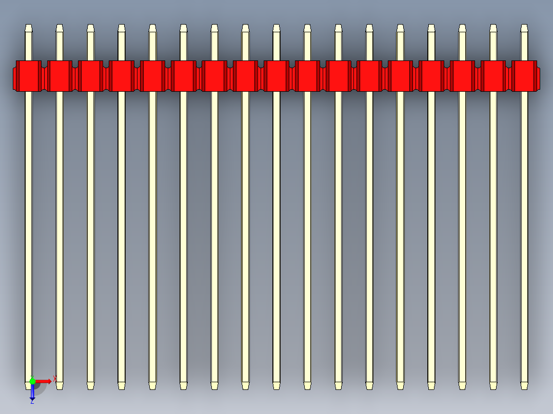 彩色公头100mil（2.54mm）系列-DS1021_red_3x17p_100mil_Type43_rev1.0俯视图