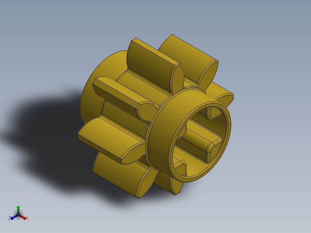 3647 Yellow Technic Gear 8 Tooth.SLDPRT主视图