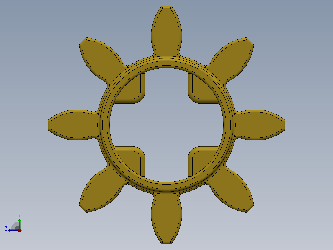 3647 Yellow Technic Gear 8 Tooth.SLDPRT右视图
