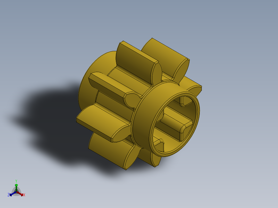 3647 Yellow Technic Gear 8 Tooth.SLDPRT正等轴测图
