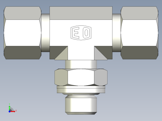 卡套式工业通用硬管接头EO_Adjustable_locknut_branch_tee_TEE10LRCF前视缩略图