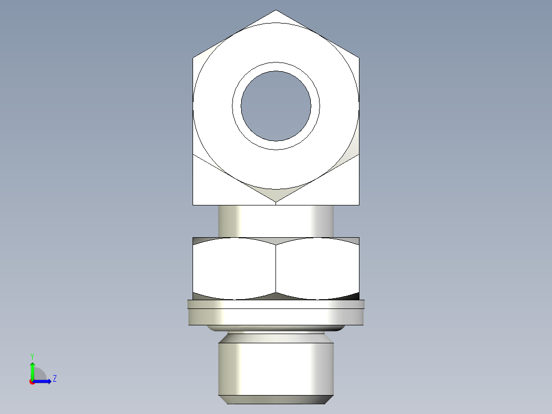 卡套式工业通用硬管接头EO_Adjustable_locknut_branch_tee_TEE10LRCF左视图