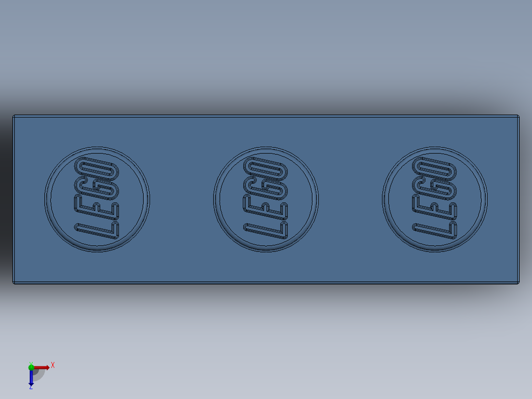 乐高套装 4421基本积木-6000881 - 3622 Medium Blue Brick 1 x 3.SLDPRT俯视图