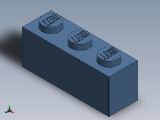 乐高套装 4421基本积木-6000881 - 3622 Medium Blue Brick 1 x 3.SLDPRT正等轴测缩略图