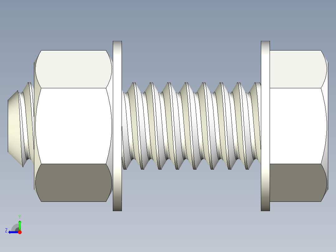 螺栓和六角螺母-1 4 - 20 UNC右视图