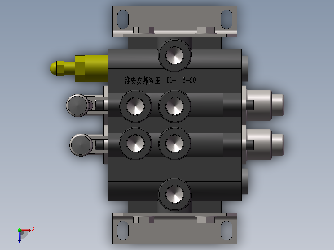 液压手动换向阀 多路阀俯视图