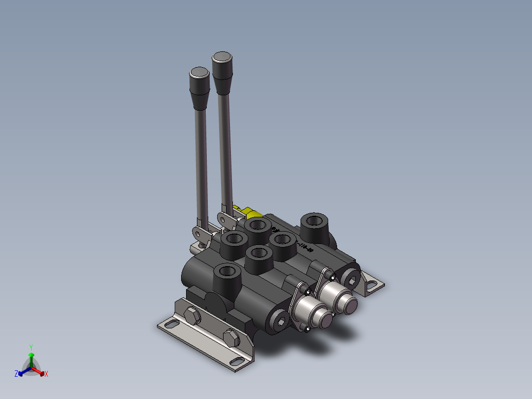 液压手动换向阀 多路阀正等轴测图