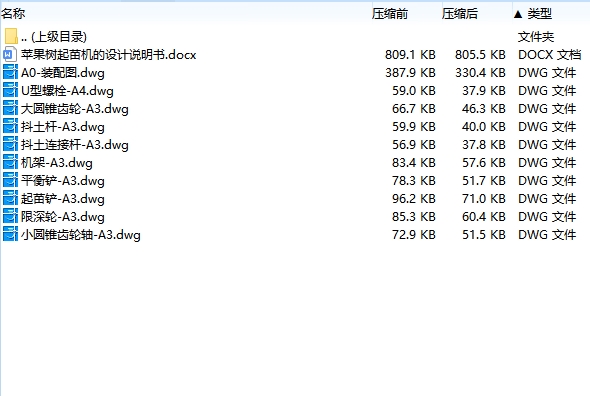 苹果树起苗机的设计含10张CAD图