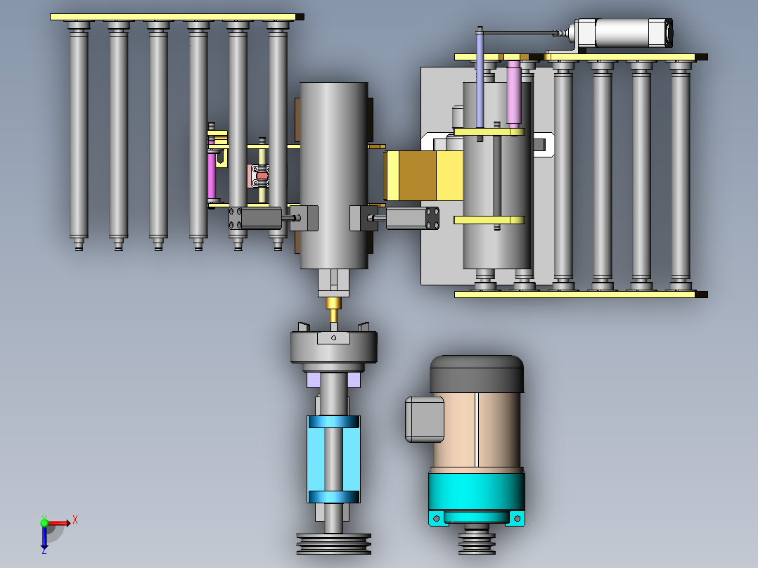 管子自动倒角机设计【加工管子端面自动倒角机设计】1俯视图