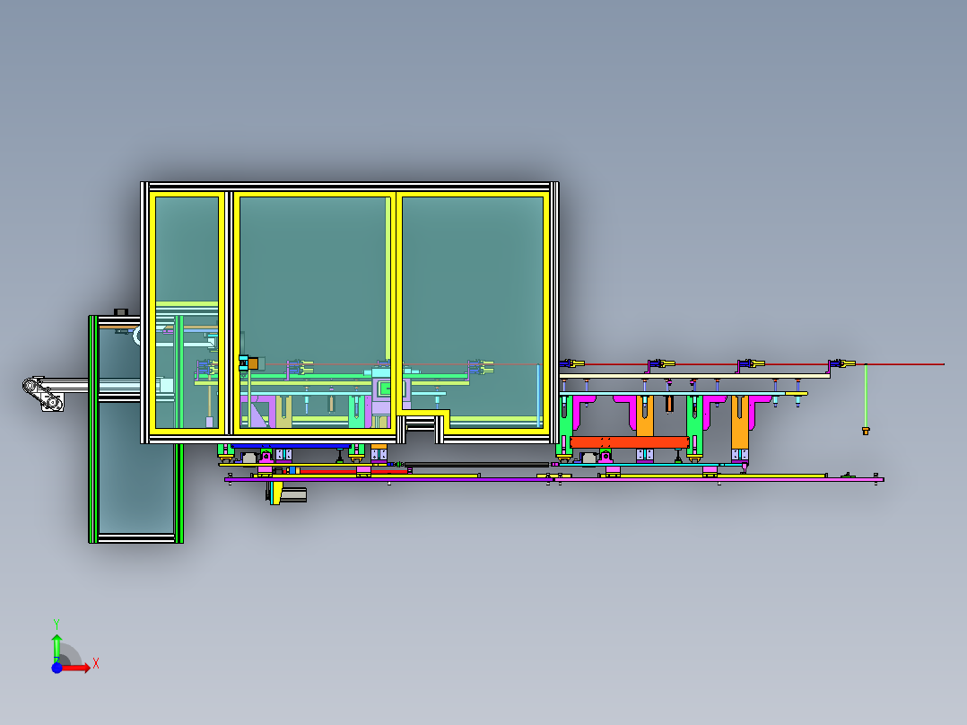FFC手机软排线自动剥离热压冲裁切断检测3D图前视图