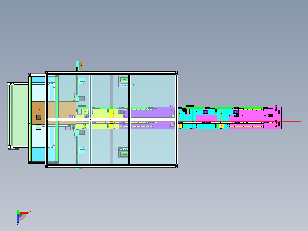 FFC手机软排线自动剥离热压冲裁切断检测3D图俯视图