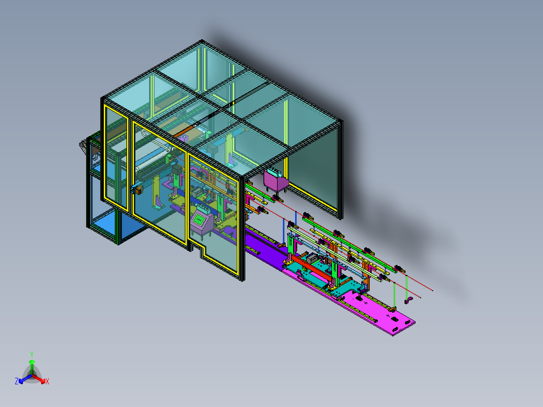 FFC手机软排线自动剥离热压冲裁切断检测3D图正等轴测图