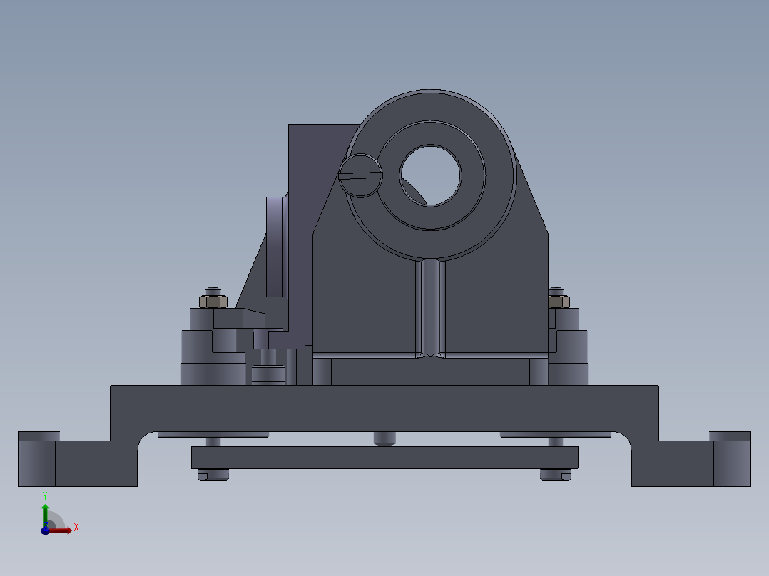 减速机箱体镗孔夹具（CAD图+SW三维）前视图