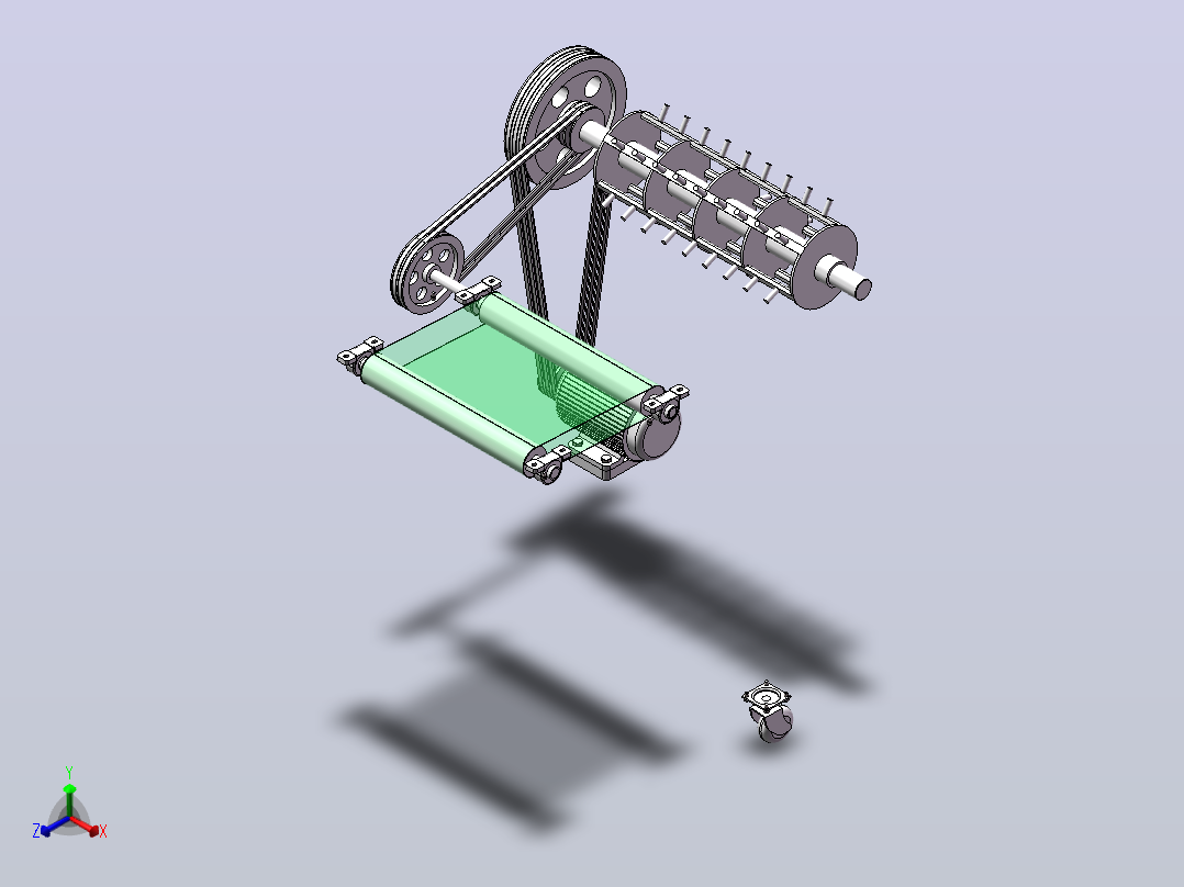 干辣椒摘果机设计（SW+CAD+说明书）正等轴测图