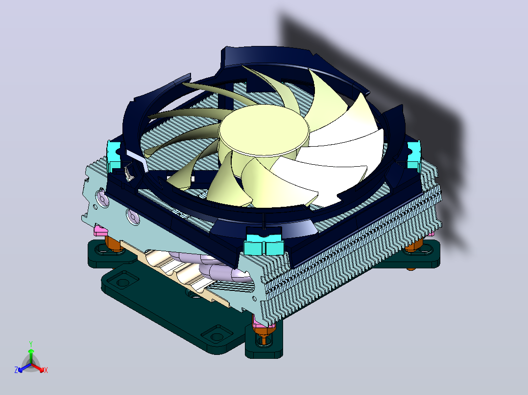 Cryorig C7铜CPU冷却器正等轴测图