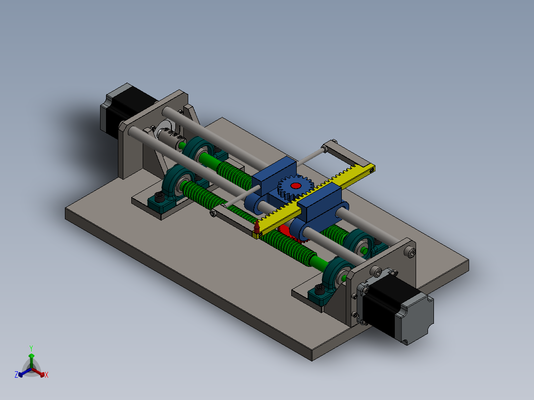 蜗轮蜗杆XY工作台机构3D数模图纸 Solidworks设计 附多种格式