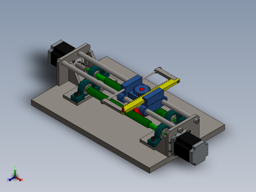 蜗轮蜗杆XY工作台机构3D数模图纸 Solidworks设计 附多种格式