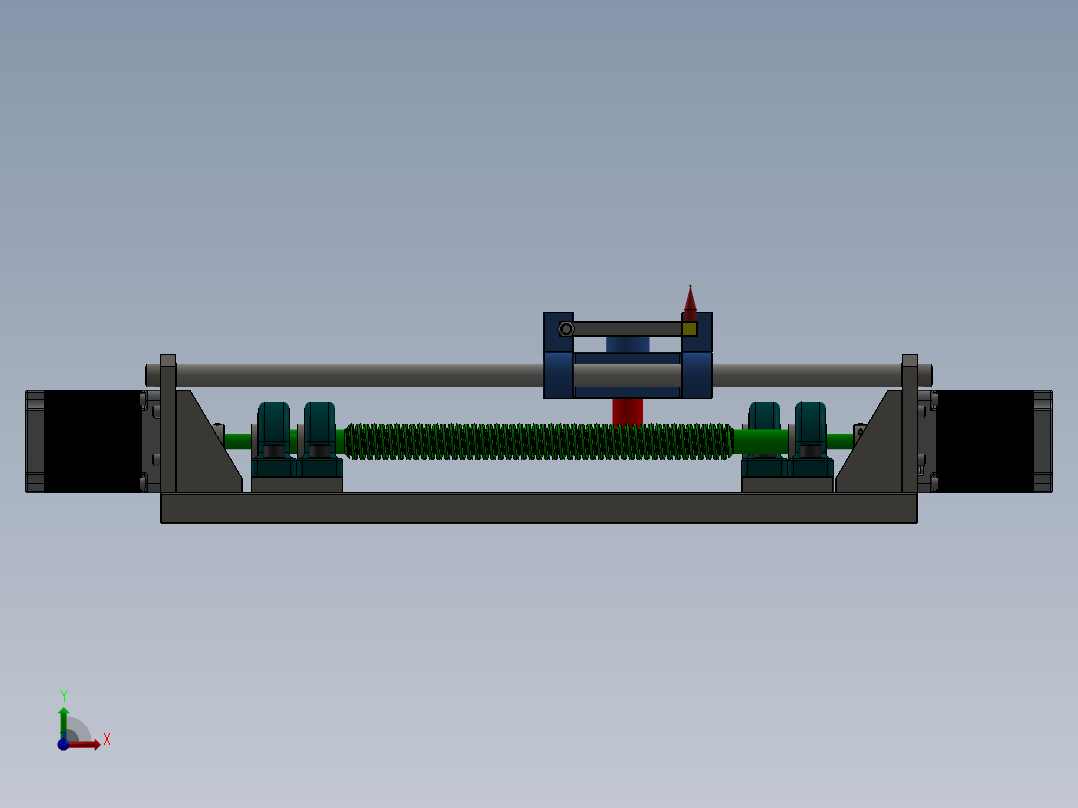 蜗轮蜗杆XY工作台机构3D数模图纸 Solidworks设计 附多种格式前视图