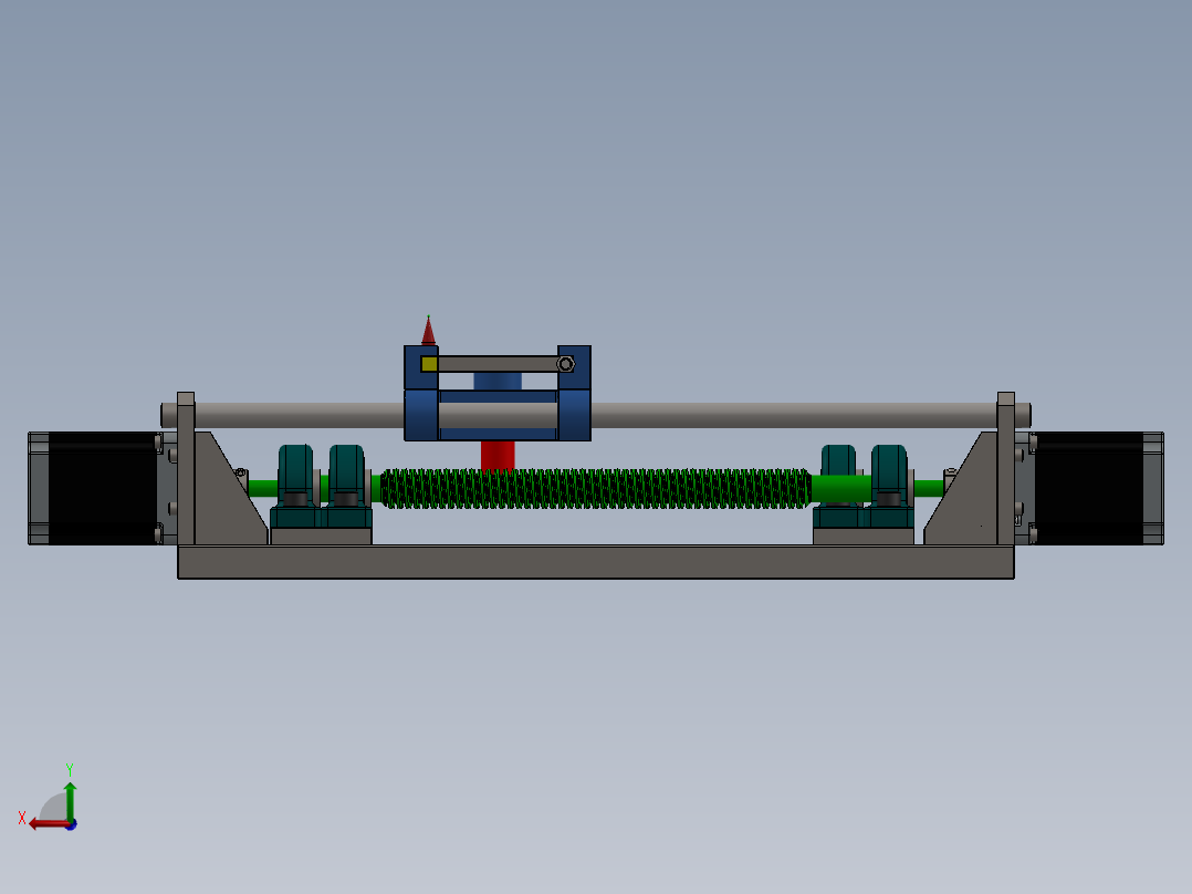 蜗轮蜗杆XY工作台机构3D数模图纸 Solidworks设计 附多种格式后视图