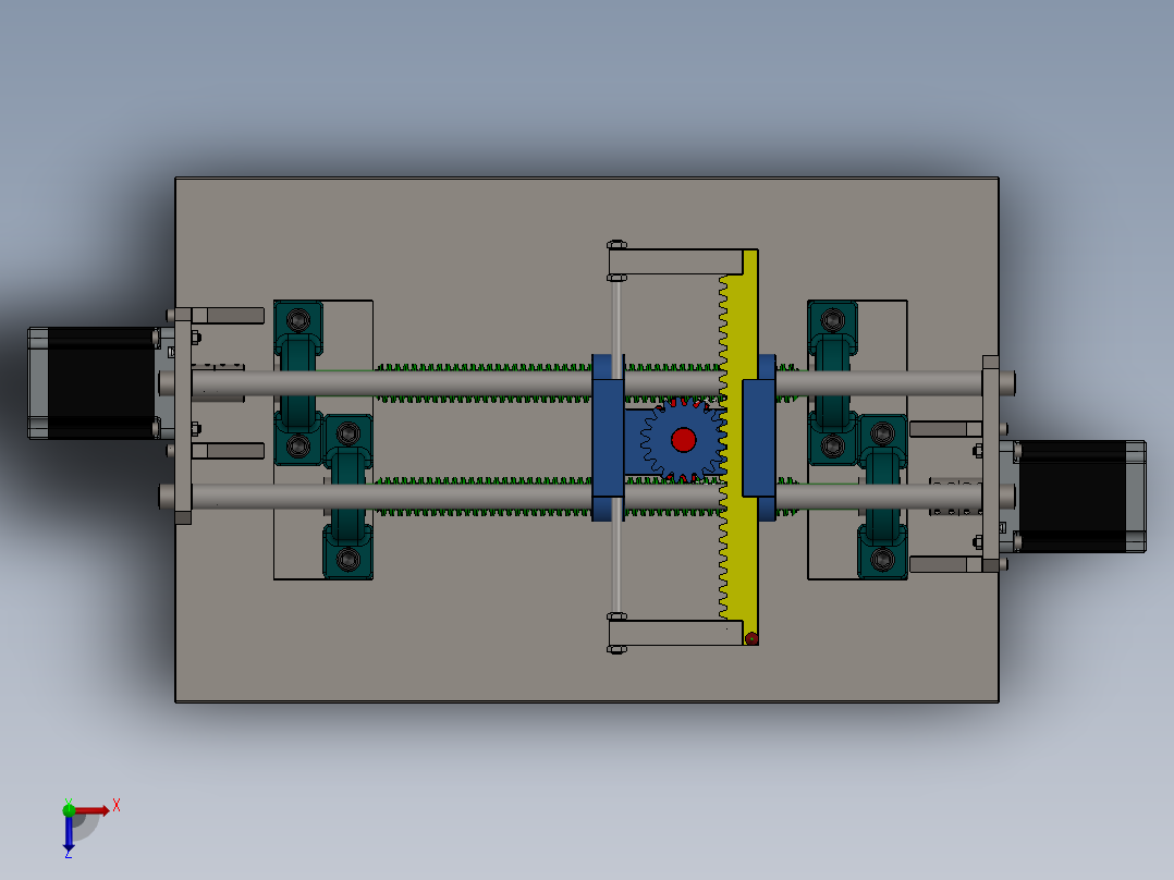 蜗轮蜗杆XY工作台机构3D数模图纸 Solidworks设计 附多种格式俯视图