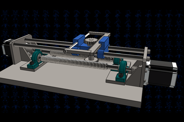 蜗轮蜗杆XY工作台机构3D数模图纸 Solidworks设计 附多种格式
