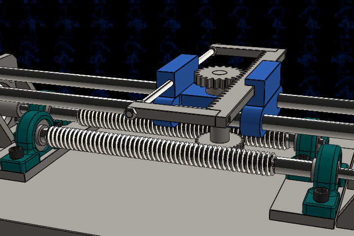蜗轮蜗杆XY工作台机构3D数模图纸 Solidworks设计 附多种格式