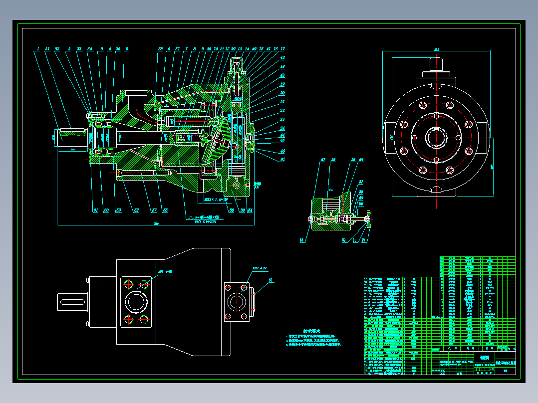 斜盘式轴向柱塞泵装配CAD图 液压泵+液压站装配cad图 机械素材