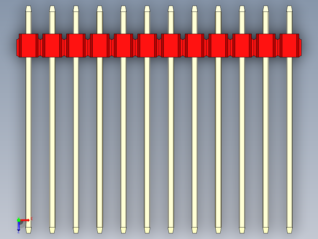 彩色公头100mil（2.54mm）系列-DS1021_red_1x12p_100mil_Type19_rev1.0俯视图