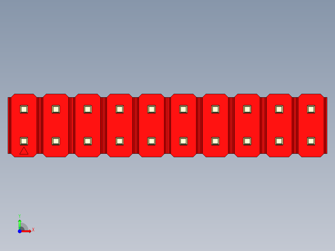 彩色公头100mil（2.54mm）系列-DS1021_red_2x10p_100mil_Type43_rev1.0前视图