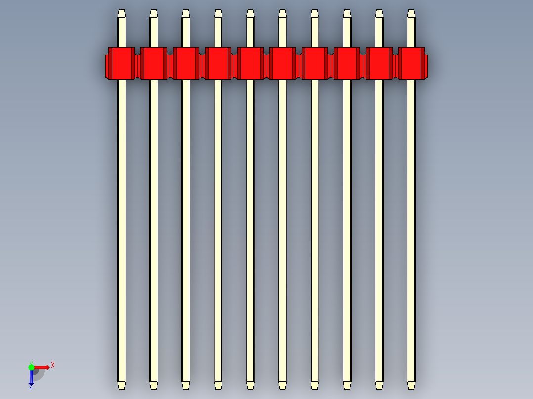 彩色公头100mil（2.54mm）系列-DS1021_red_2x10p_100mil_Type43_rev1.0俯视图