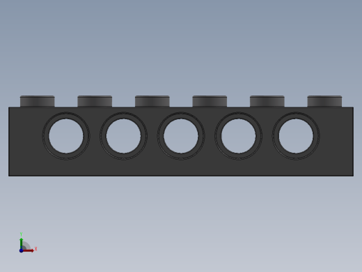 乐高机械组积木（横梁）-4211466 - 3894 Medium Stone Grey Technic Brick 1 x 6 with Holes前视缩略图