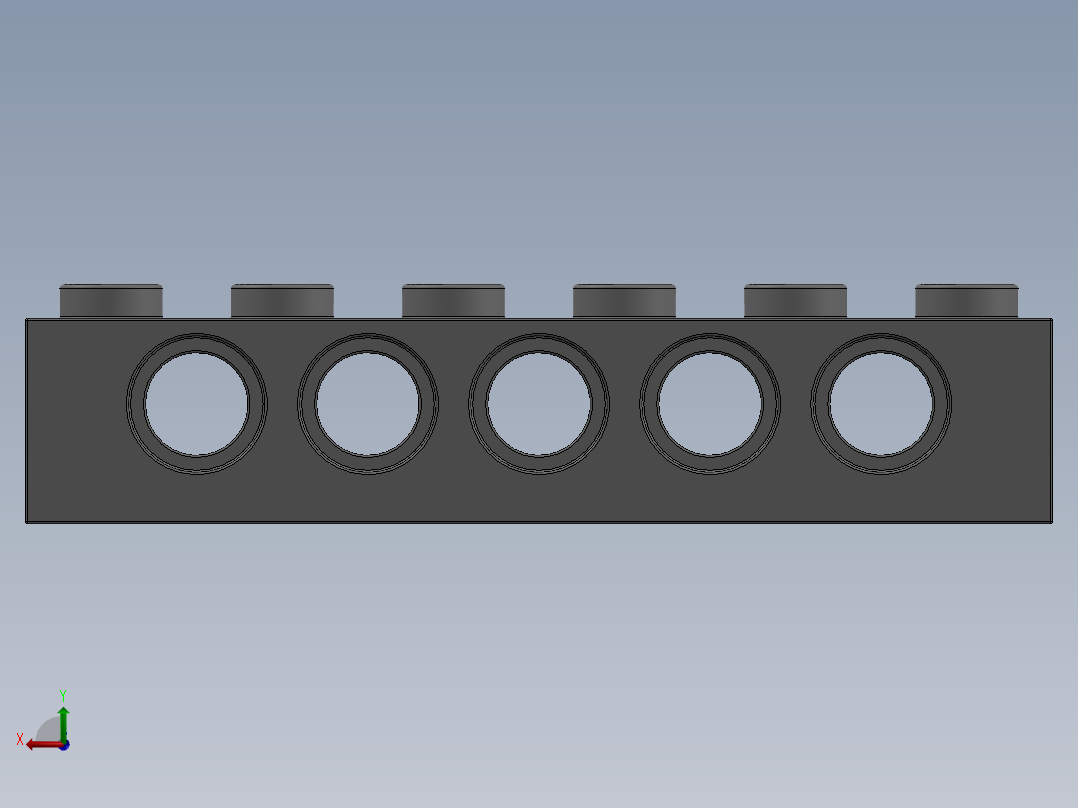 乐高机械组积木（横梁）-4211466 - 3894 Medium Stone Grey Technic Brick 1 x 6 with Holes后视图