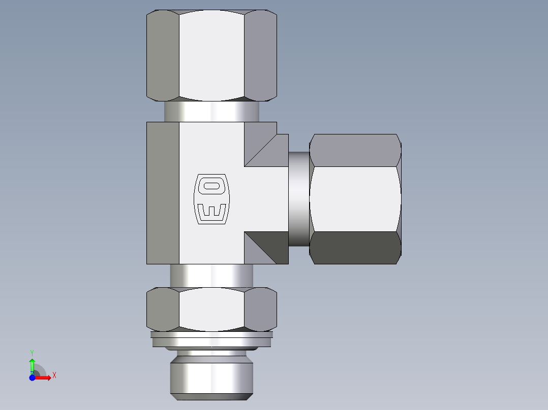 卡套式工业通用硬管接头EO_Adjustable_locknut_run_tee_LEE10LMCF前视图