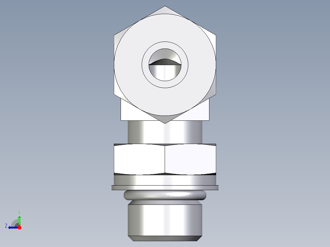 卡套式工业通用硬管接头EO_Adjustable_Locknut_elbow_WEE10SMORCF右视图